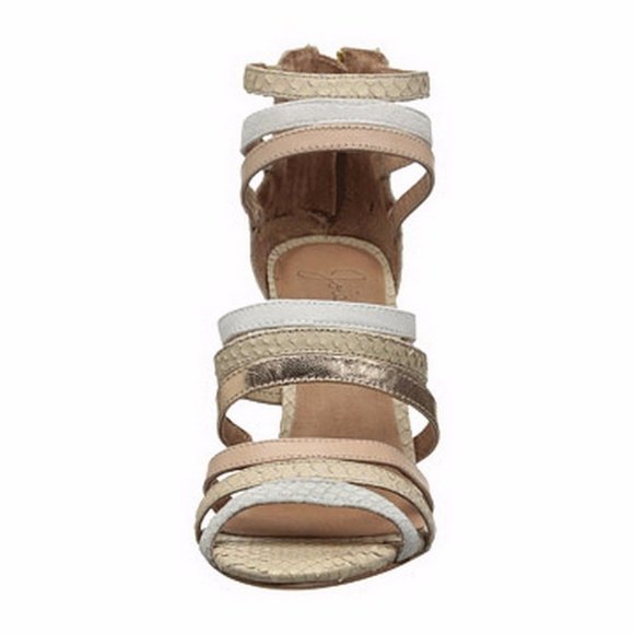 JOIE New ZEE Strappy Heel Sandal Caged Embossed ALL Leather Pump Nude Womens🎉HP - Picture 6 of 16